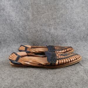 El Forastero Shoes Womens 7 Flats Huarache Slip On Leather Woven Closed Toe Boho